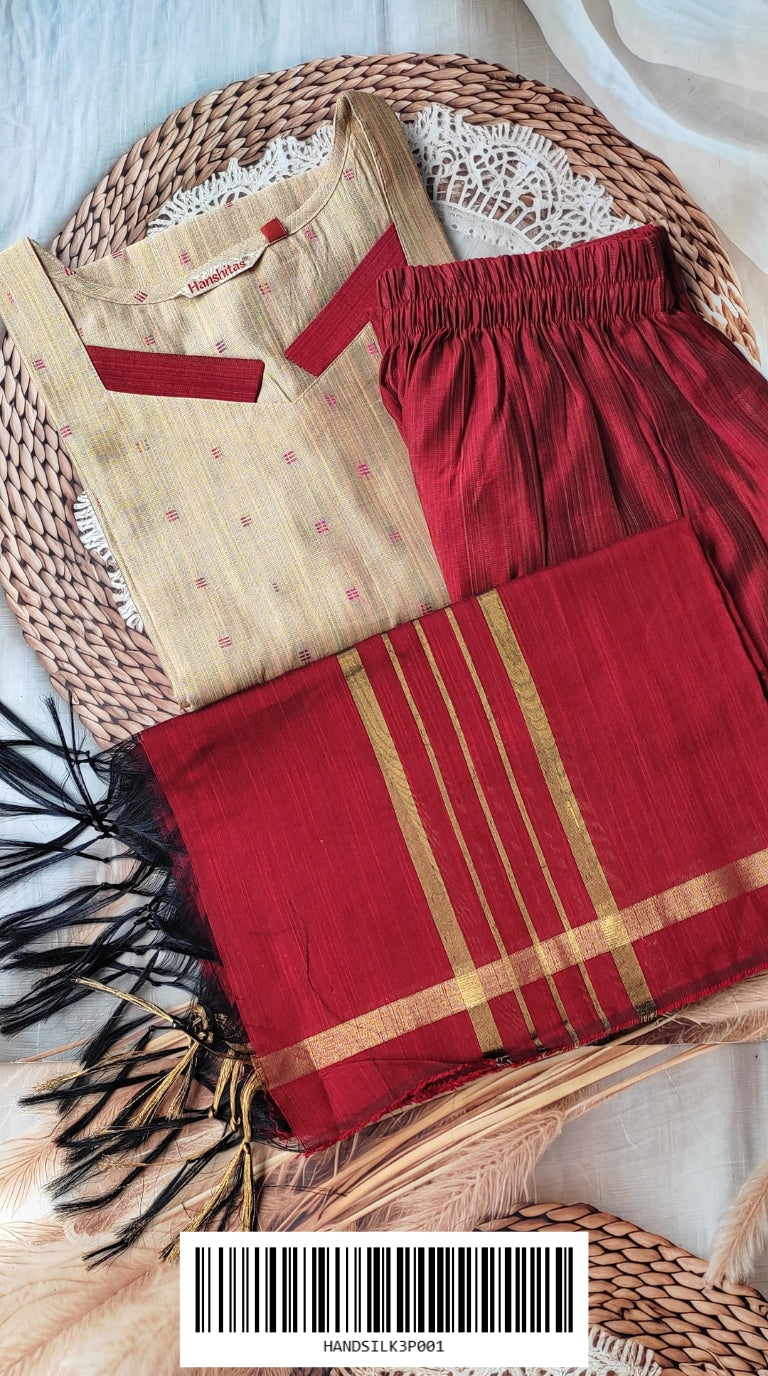 Handloom Silk Ethnic Sets (With Cotton Lining) HANDSILK3P001
