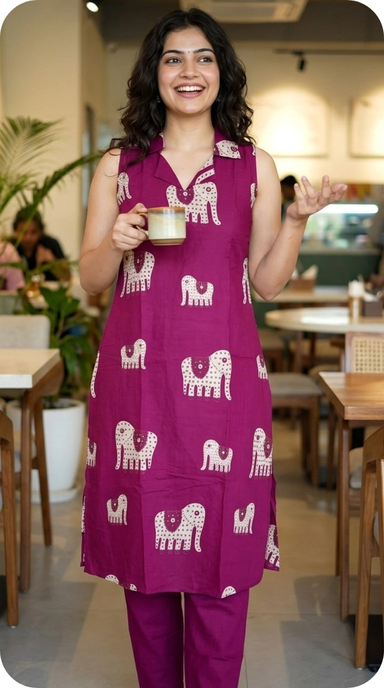 Elephant Design: 2Piece : Vatican Silk