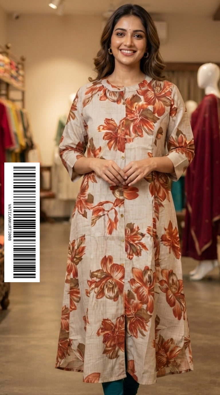 Vatical Silk A-Line Princes Cut Kurtis VATICANKURTI008