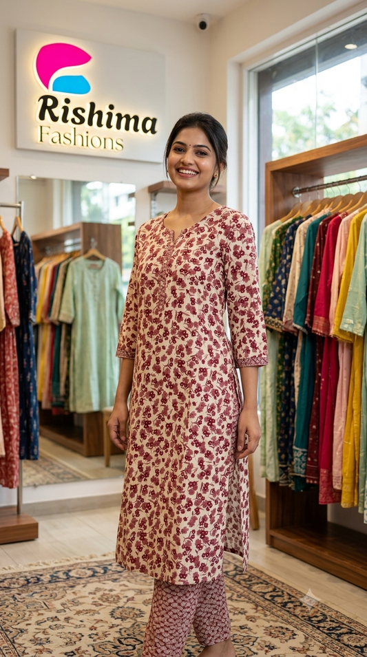 Khadi Cotton 2Piece (Kurti & Pant) KHCOT2PKP00016