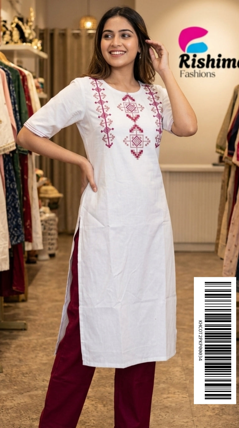 Khadi Cotton 2Piece (Kurti & Pant) KHCOT2PKP00034
