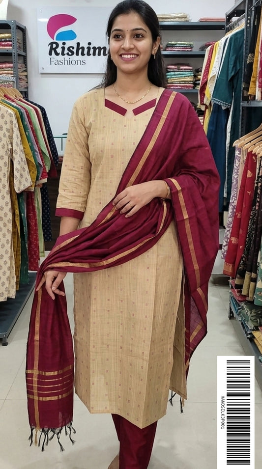 Handloom Silk Ethnic Sets (With Cotton Lining) HANDSILK3P001