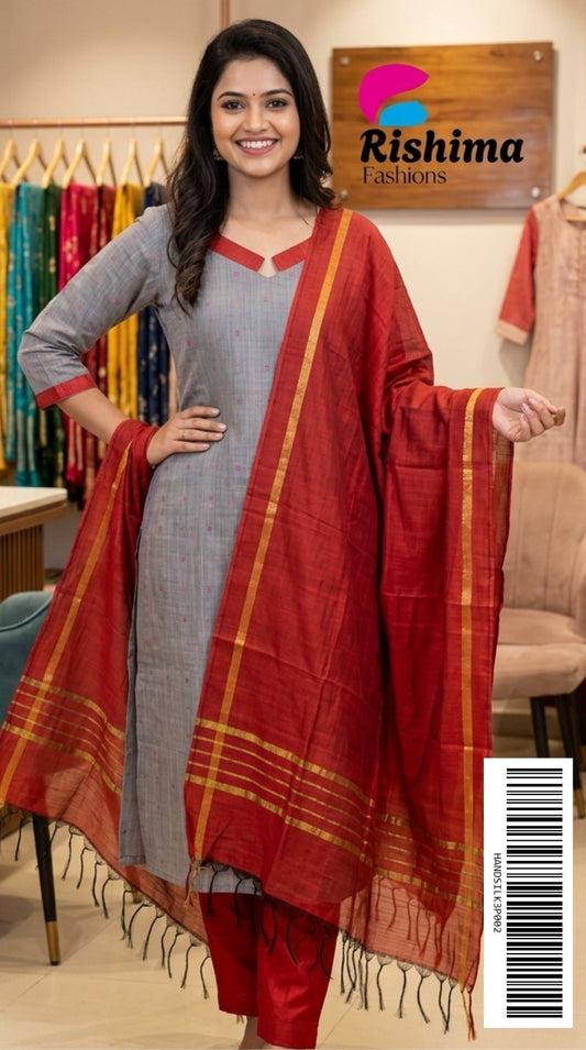 Handloom Silk Ethnic Sets (With Cotton Lining) HANDSILK3P002