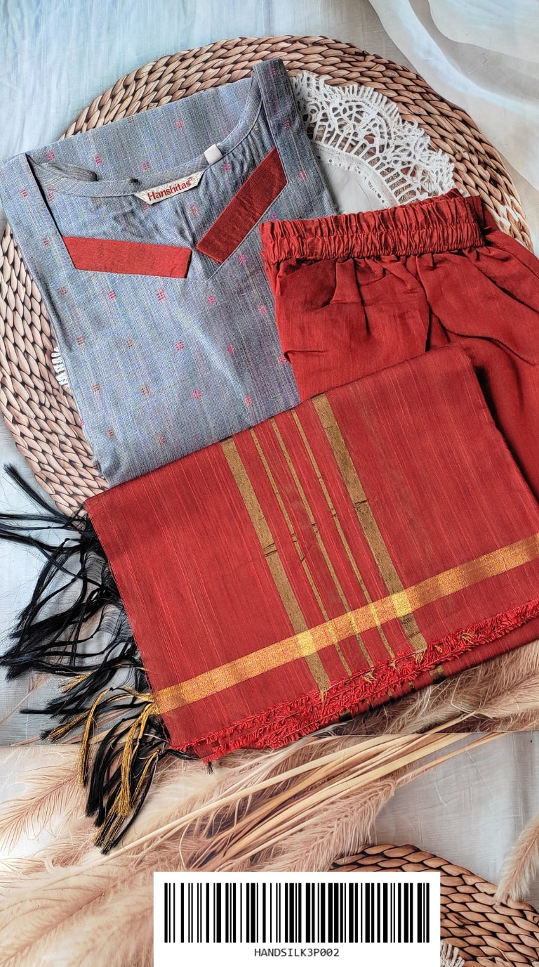 Handloom Silk Ethnic Sets (With Cotton Lining) HANDSILK3P002
