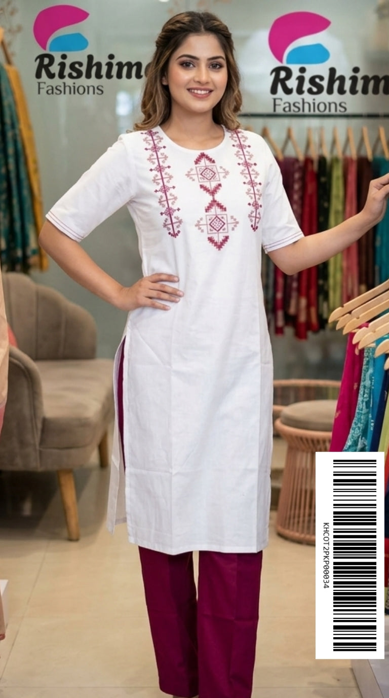 Khadi Cotton 2Piece (Kurti & Pant) KHCOT2PKP00034