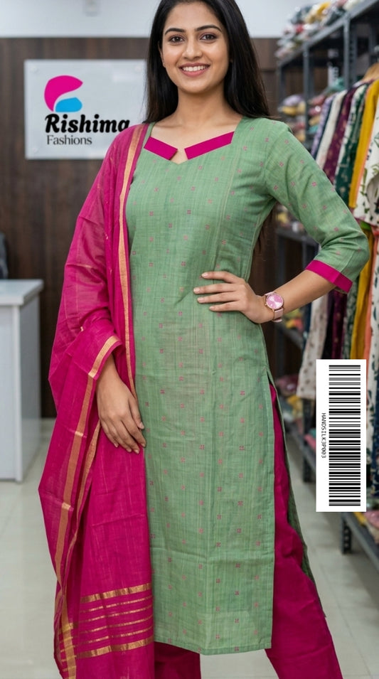 Handloom Silk Ethnic Sets (With Cotton Lining) HANDSILK3P003