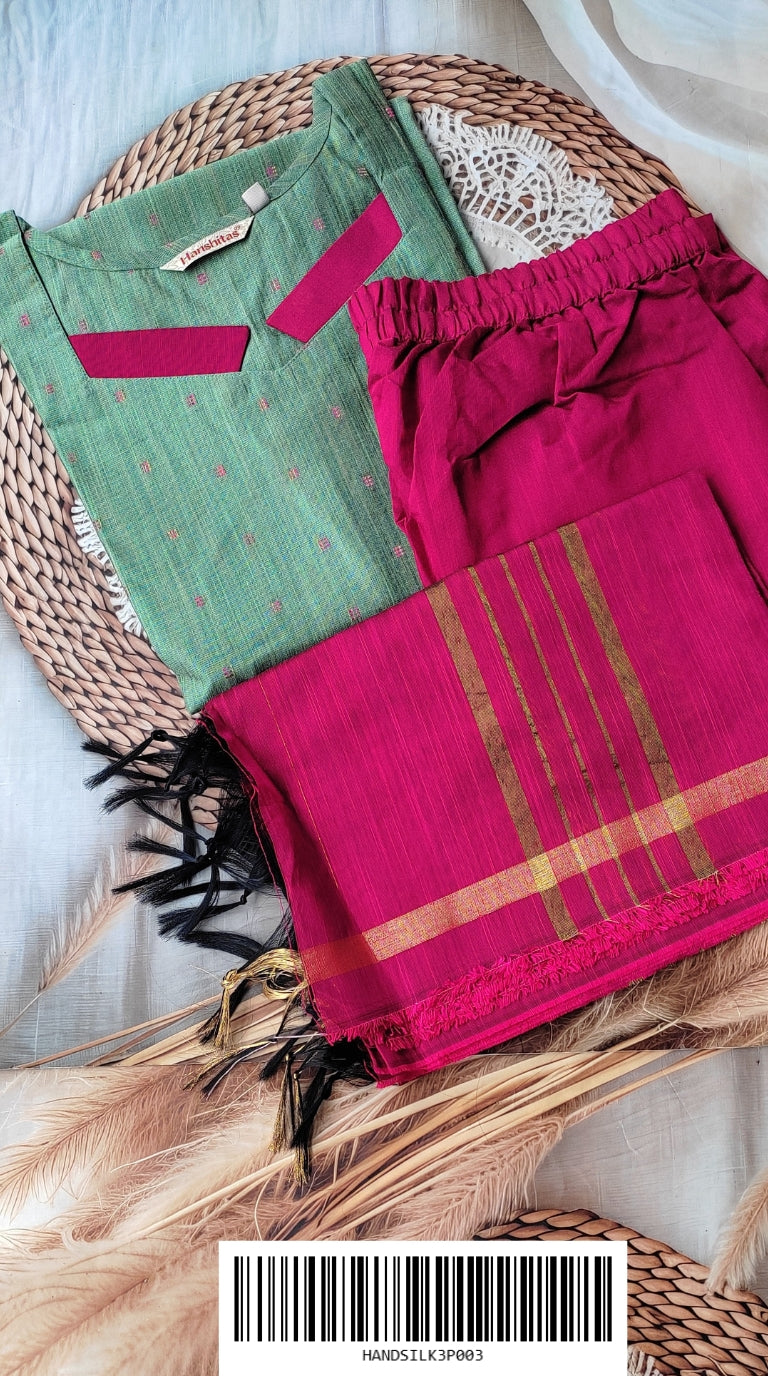 Handloom Silk Ethnic Sets (With Cotton Lining) HANDSILK3P003